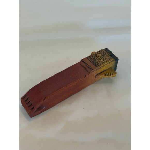 Stoneware Wall Vase - Hand Crafted - Red & Earth Tones - 7.5" x 1.5" - Picture 6 of 6